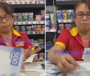 Cajera del Oxxo da mal el cambio y se enoja con cliente que le devolvió mil pesos