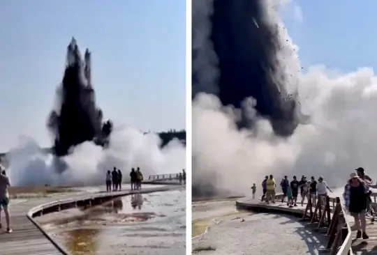 Impresionantes imágenes del momento exacto en que géiser explota en parque de aguas termales