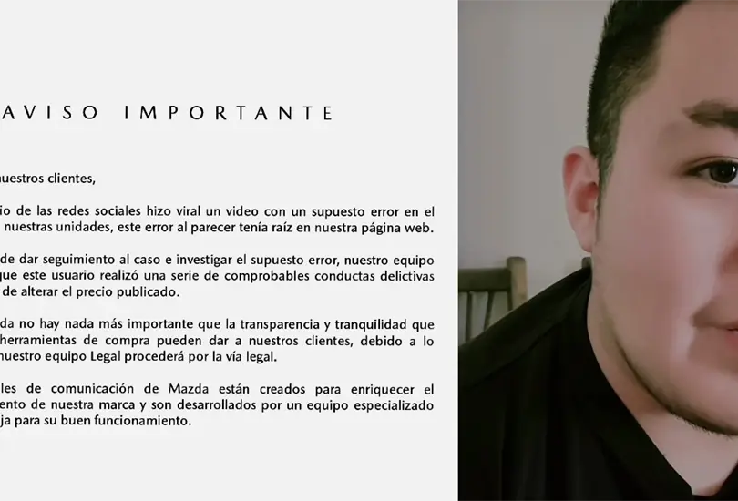 Giro en el caso del tiktoker que exig&iacute;a comprar un Mazda por menos de 600 pesos: podr&iacute;a ir a prisi&oacute;n