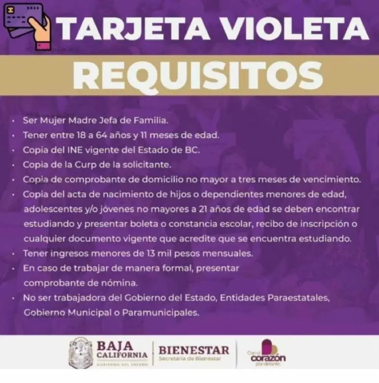 Requisitos de la Tarjeta VioletaFoto: Gobierno de Baja California