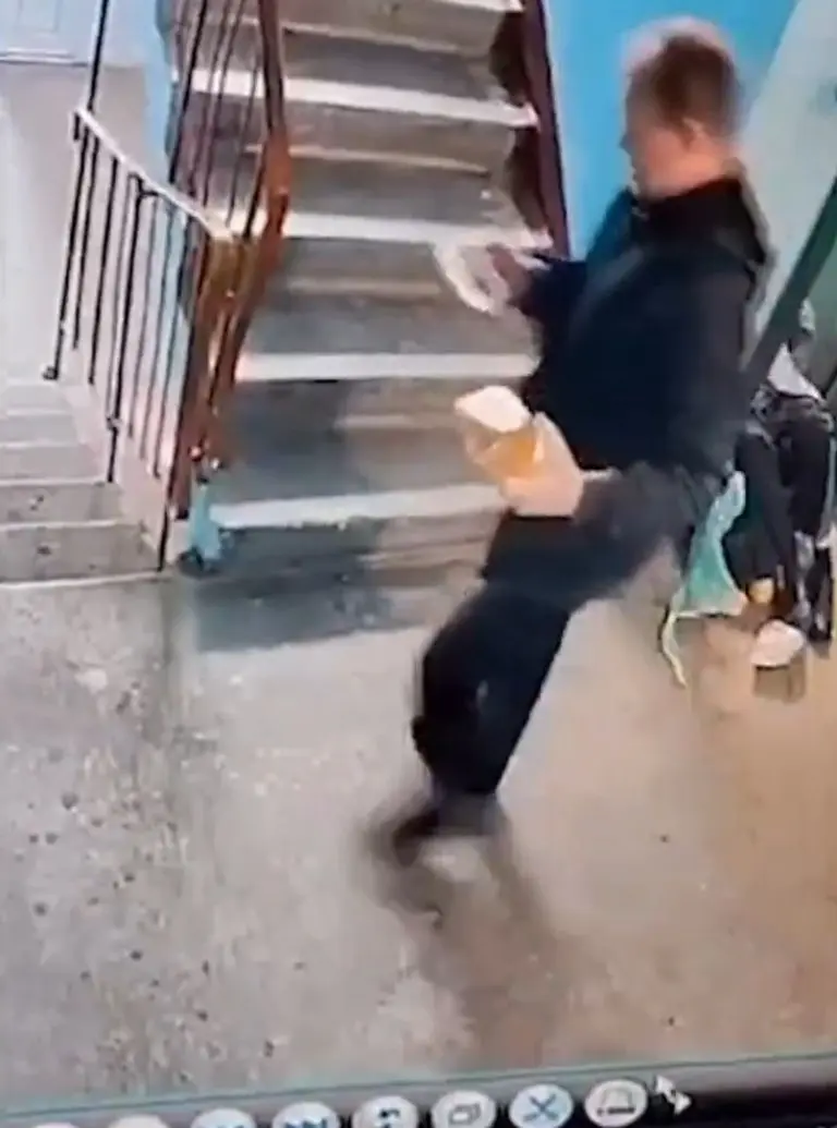 Captan a sujeto golpeando a abuelito para arrebatarle la despensa que compró - Tomada de video