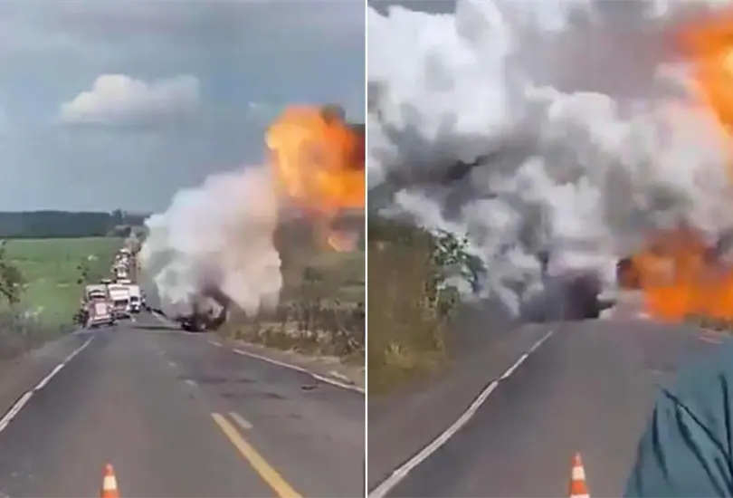 La explosi&oacute;n sucedi&oacute; segundos despu&eacute;s de que el cami&oacute;n comenzara a arder en fuego