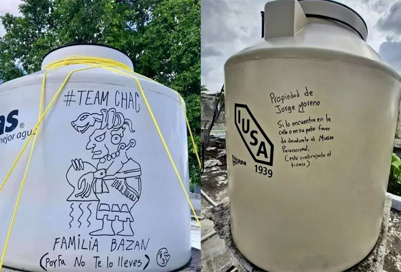 "No te lo lleves, por fa": En Quintana Roo tambi&eacute;n marcan sus tinacos ante la llegada del hurac&aacute;n Beryl