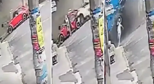 C&aacute;maras de seguridad captaron el momento en que un hombre se salv&oacute; de morir aplastado 