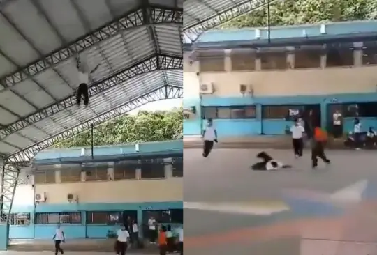 Estudiante sube a viga para recuperar un zapato y cae de una altura de más de 5 metros Estudiante sube a viga para recuperar un zapato y cae de una altura de más de 5 metros