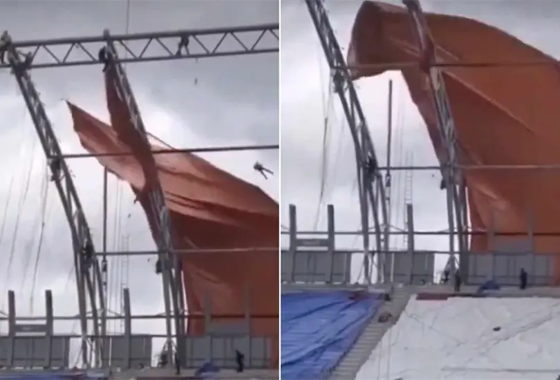 El hombre se levantó a varios metros de altura durante la remodelación del Estadio GNP El hombre se levantó a varios metros de altura durante la remodelación del Estadio GNP