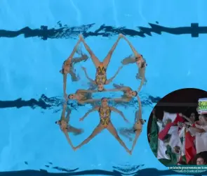 ¿Cómo llegó ahí? Letrero de camión de Pantitlán llega a París 2024 y desata la euforia en nado sincronizado