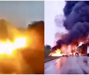 Momento exacto del choque entre tráileres en Campeche | VIDEO