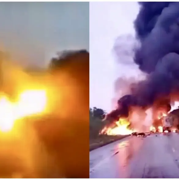 Momento exacto del choque entre tráileres en Campeche | VIDEO