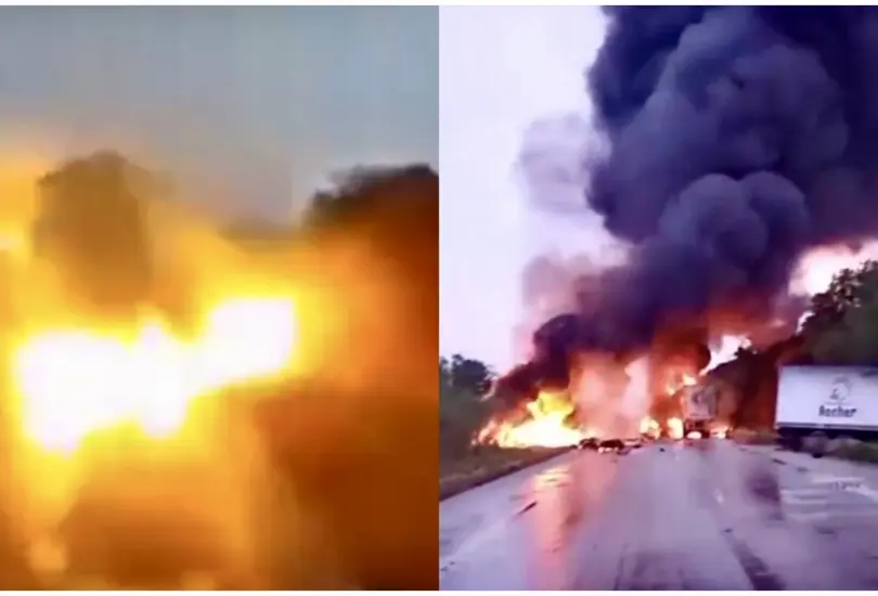Momento exacto del choque entre tr&aacute;ileres en Campeche | VIDEO