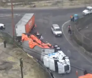 Volcadura de camión en Edomex es aprovechada por vecinos, quienes rapiñan 20 toneladas de pollo