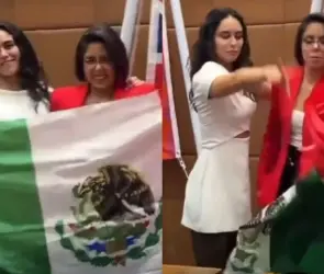 Gimnasta ol&iacute;mpica causa indignaci&oacute;n tras arrojar al suelo la bandera de M&eacute;xico