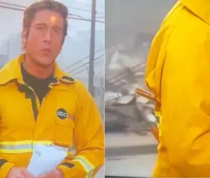 Exhiben montaje de reportero en pleno incendio de Los Ángeles