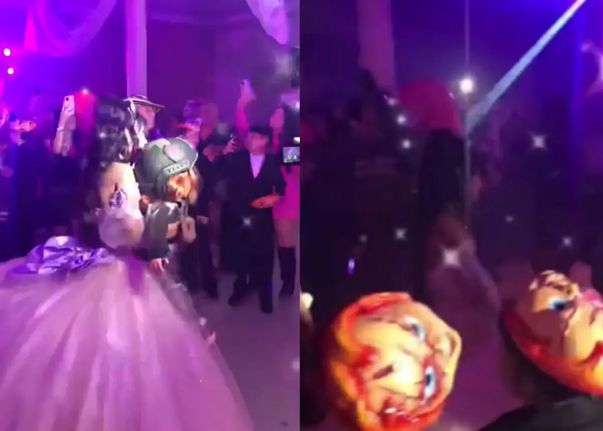  La joven quinceañera y sus invitados usaron máscaras de Chucky, el famoso "muñeco diabólico", asociado a un grupo criminal. 