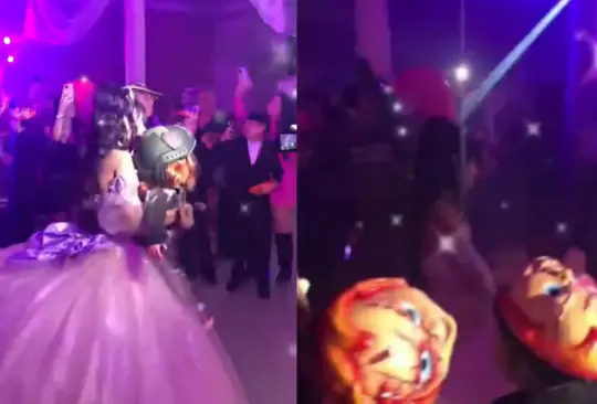 La joven quinceañera y sus invitados usaron máscaras de Chucky, el famoso muñeco diabólico, asociado a un grupo criminal.