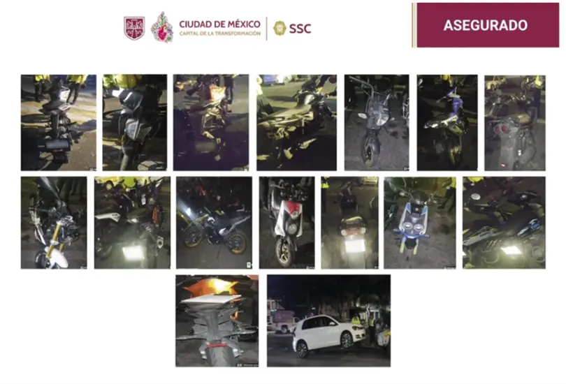 SSC despliega operativo en Benito Ju&aacute;rez: 15 motos aseguradas y 20 multas aplicadas
