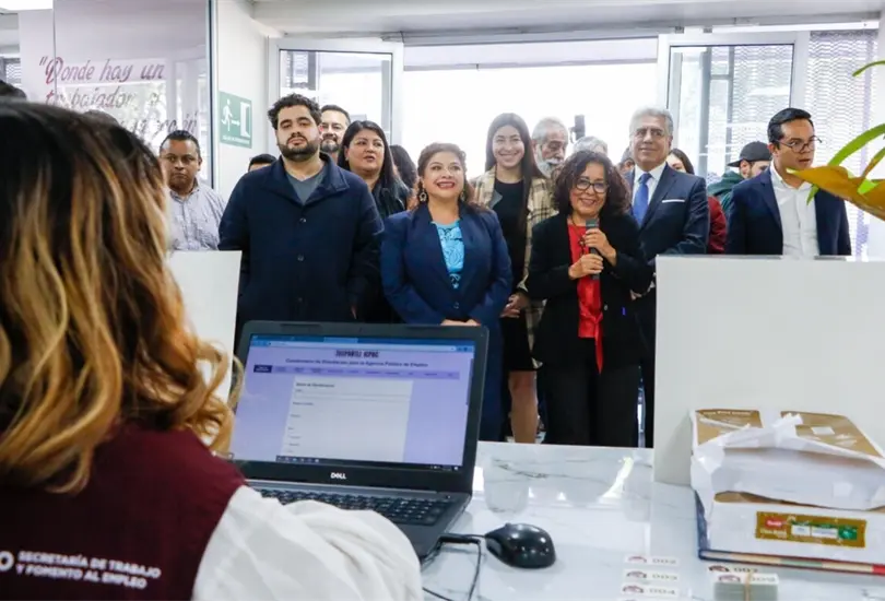 La jefa de Gobierno, Clara Brugada, dio arranque a la agencia de Empleo Tecpantli Icpac, en las instalaciones de la Secretar&iacute;a del Trabajo CDMX.