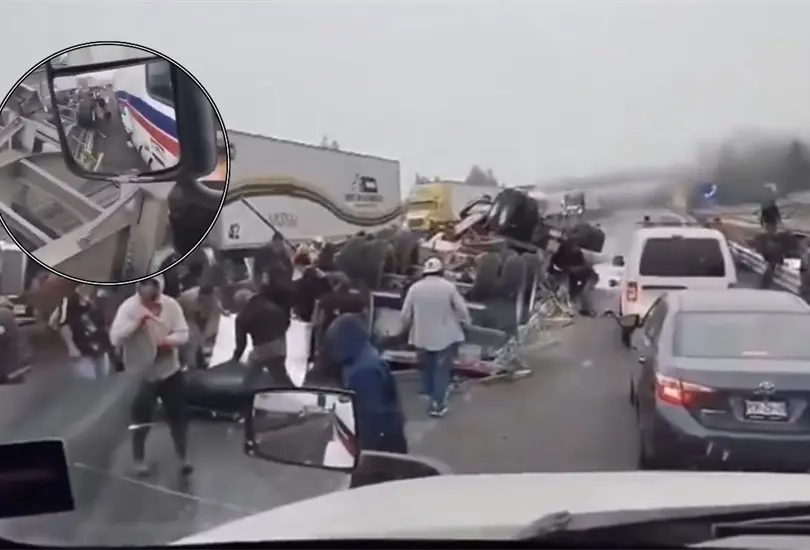 El accidente dej&oacute; varios destrozos sobre la carretera