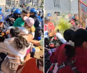 Zafarrancho en Alameda Central: Comerciantes y policías se enfrentan; hasta las salsas volaron 