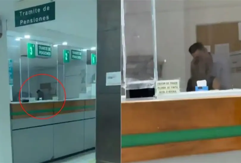 En medio de una larga fila de espera, trabajadores del IMSS se agarraron a besos durante su horario laboral. En medio de una larga fila de espera, trabajadores del IMSS se agarraron a besos durante su horario laboral.