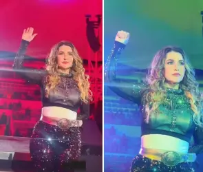 El momento exacto en el que Alicia Villareal hace señal de auxilio en pleno concierto