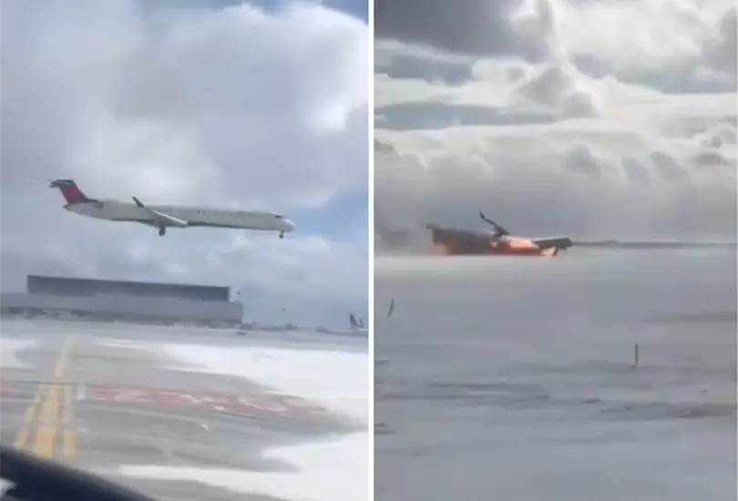 El momento exacto del accidente del avi&oacute;n de Delta.