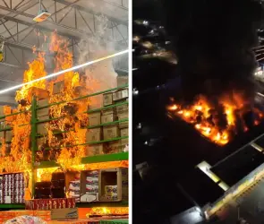 Terror en Frontera, Coahuila: Incendio destruye Bodega Aurrerá de Plaza Bella