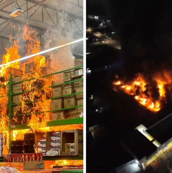 Terror en Frontera, Coahuila: Incendio destruye Bodega Aurrerá de Plaza Bella