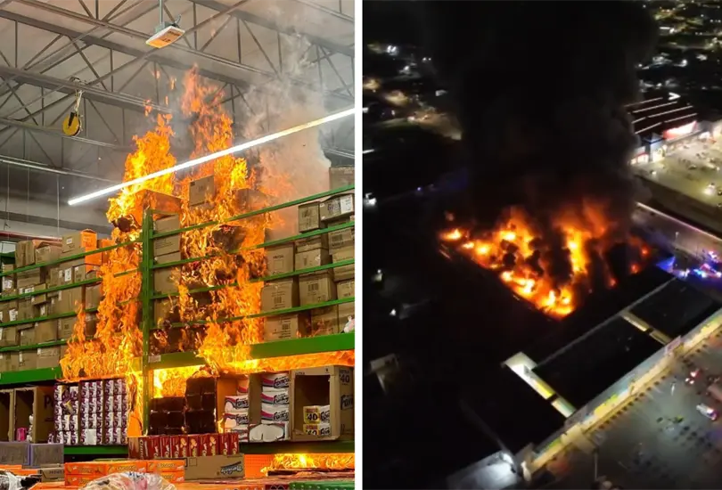 Incendio destruye Bodega Aurrerá de Plaza Bella Incendio destruye Bodega Aurrerá de Plaza Bella