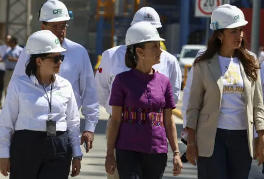 Claudia Sheinbaum en la inauguración de la planta eléctrica en Salamanca.