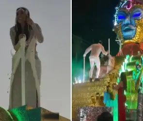 Captan aparatosa caída de Galilea Montijo en pleno carnaval