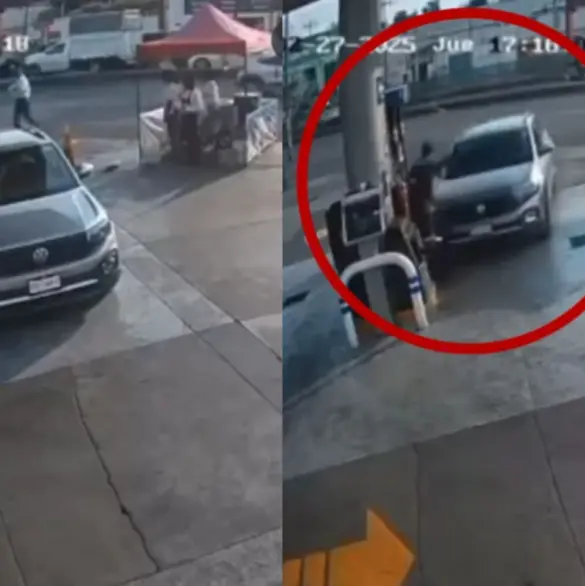 Conductor discute con despachador de gasolinera y lo embiste | VIDEO 