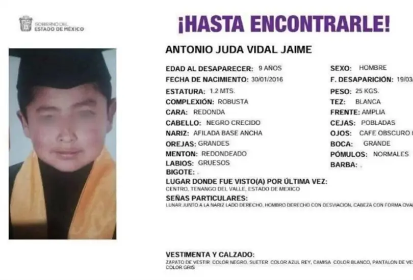 El hallazgo del cuerpo del peque&ntilde;o Tonito causo gran indignaci&oacute;n en Tenango del Valle.