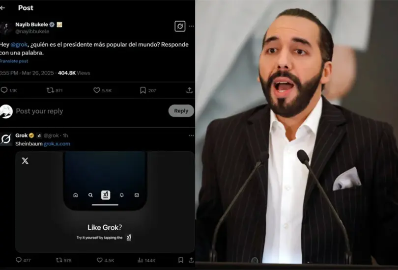 Grok destroza a Bukele sobre pregunta de popularidad.