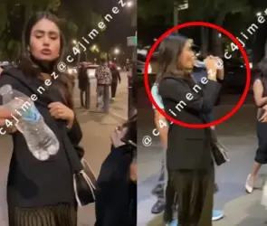 Mujer es descubierta robando botellas de agua afuera del Auditorio Nacional e inventa que la golpearon 