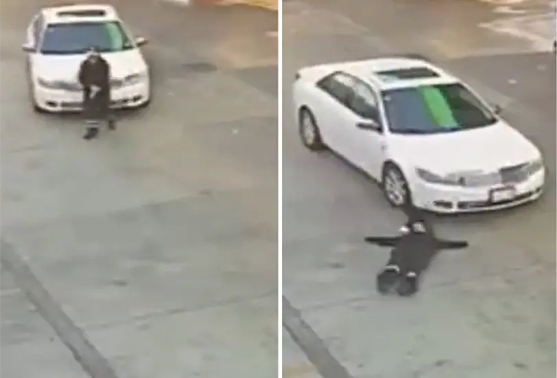 El momento exacto en el que atropellan a empleada de gasolinera.