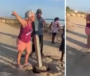 Extranjera coloca postes de concreto para impedir el acceso a playa de Oaxaca