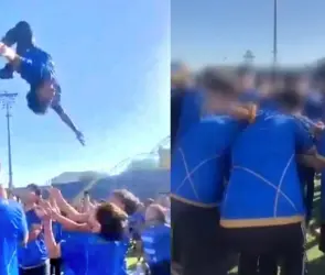 Tragedia en la UANL: Estudiantes lanzan a su compañero al aire y lo dejan caer