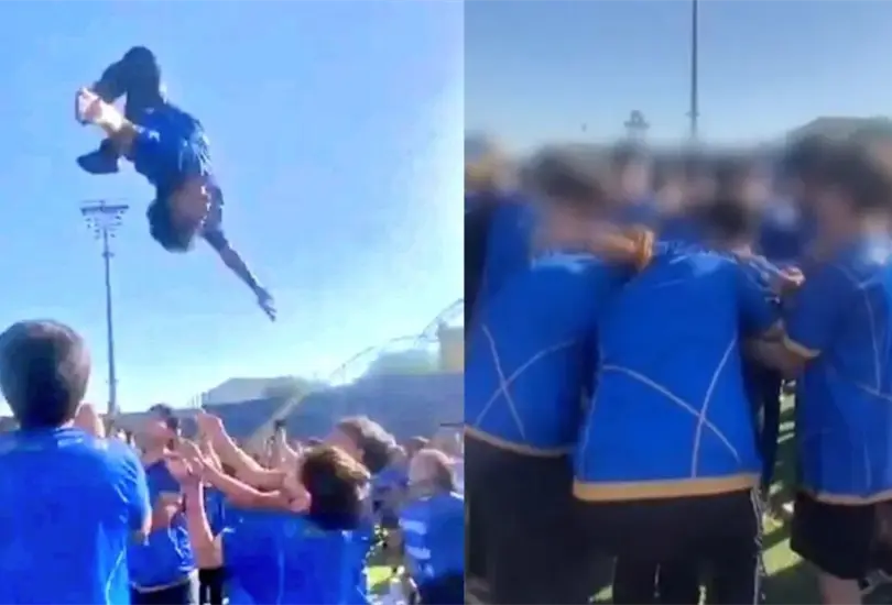 Tras la aparatosa ca&iacute;da el estudiante tuvo que ser trasladado a un hospital.