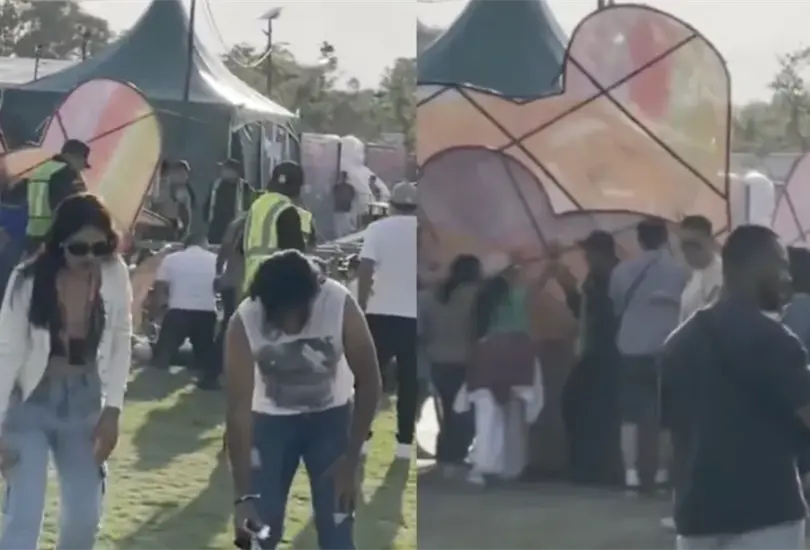 As&iacute; fue el momento en que colaps&oacute; la estructura en el Axe Ceremonia. 