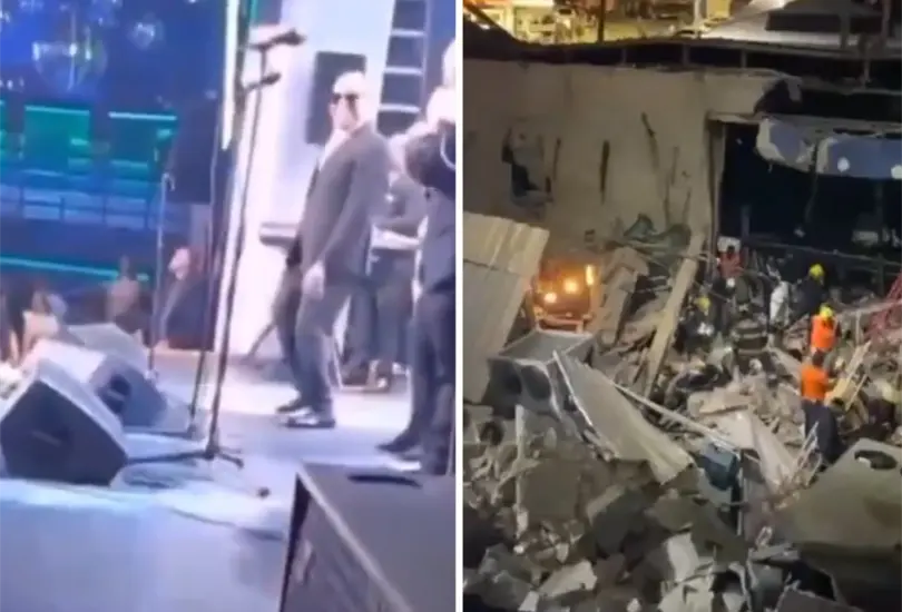 El techo cay&oacute; sobre los asistentes del concierto.