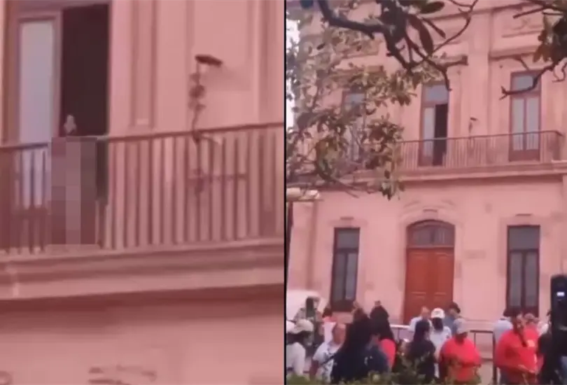 La grabación habría sido hecha por un manifestante desde la Plaza de Armas. La grabación habría sido hecha por un manifestante desde la Plaza de Armas.