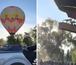 Globo aerostático pierde el control y arrastra a varias personas en Teotihuacán 
