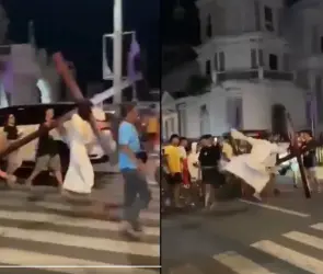 Jesús enfurece y agarra a patadas a joven en pleno viacrucis 