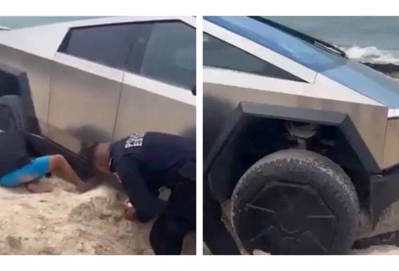 Cybertruck queda atascada en playa de Yucat&aacute;n y se vuelve viral