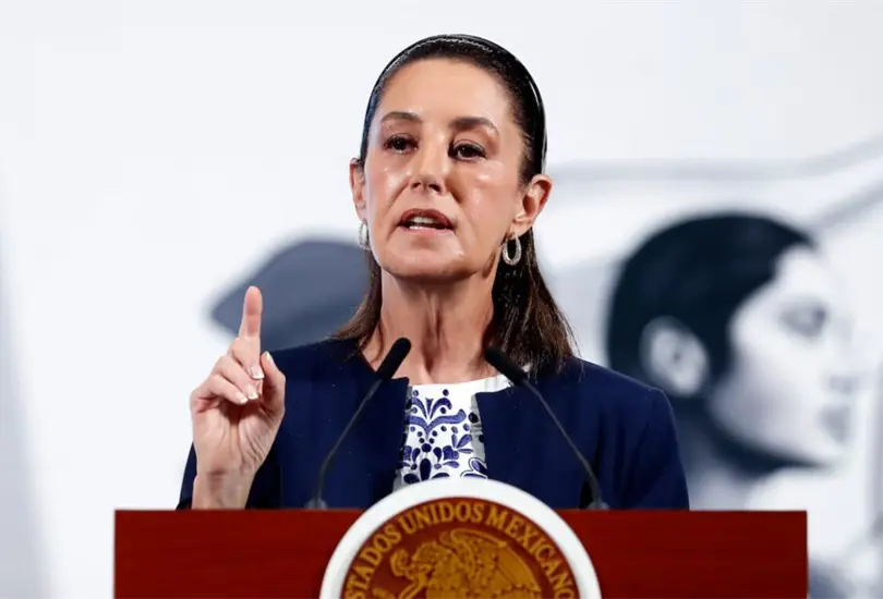 Claudia Sheinbaum durante una conferencia de prensa, en Palacio Nacional, en Ciudad de M&eacute;xico.