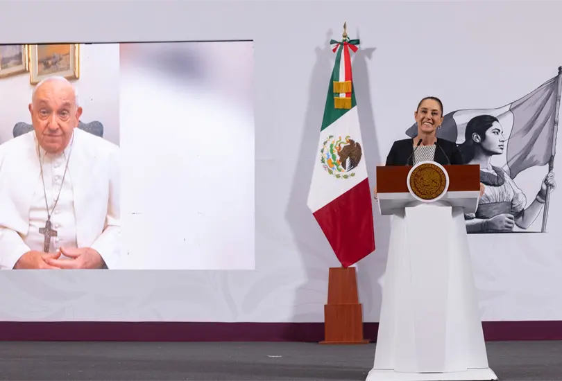 Sheinbaum mostr&oacute; el video in&eacute;dito del Papa.