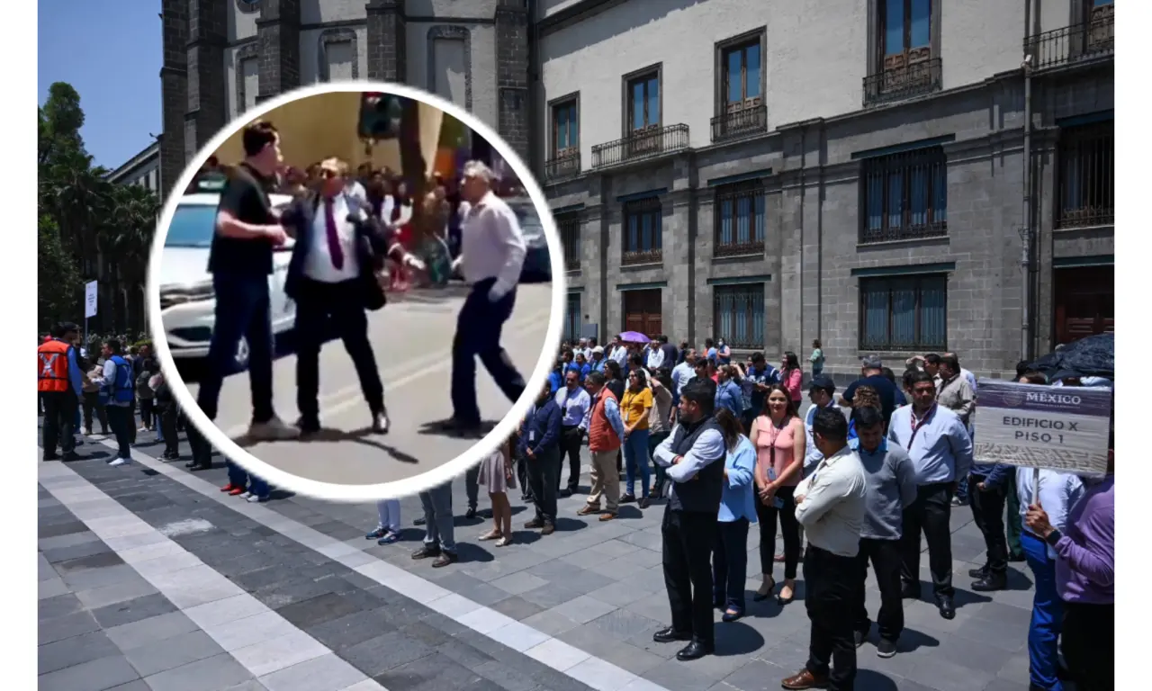  Trabajadores de Plaza Antara se agarran a trancazos en pleno Simulacro Nacional en Polanco 