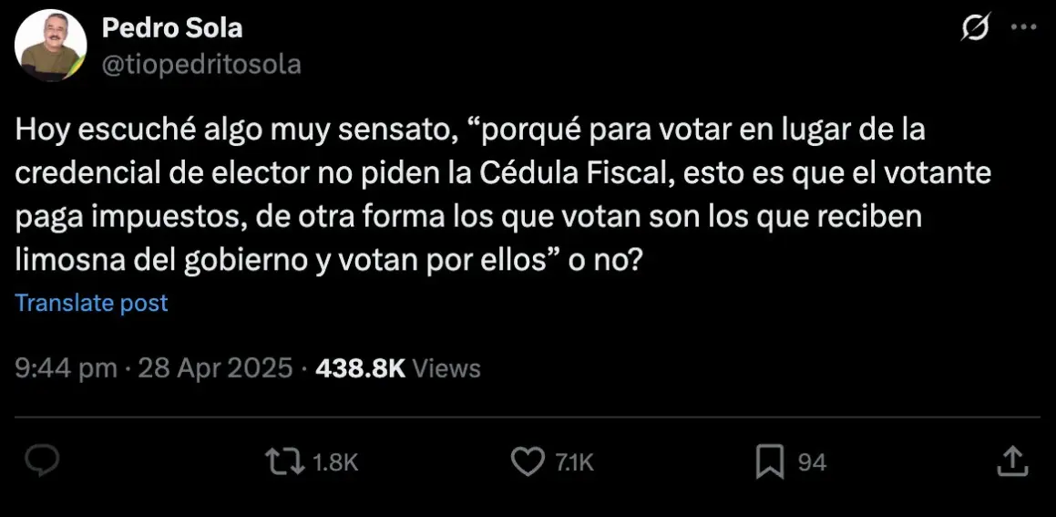 El comentario fue calificado como clasista. X.