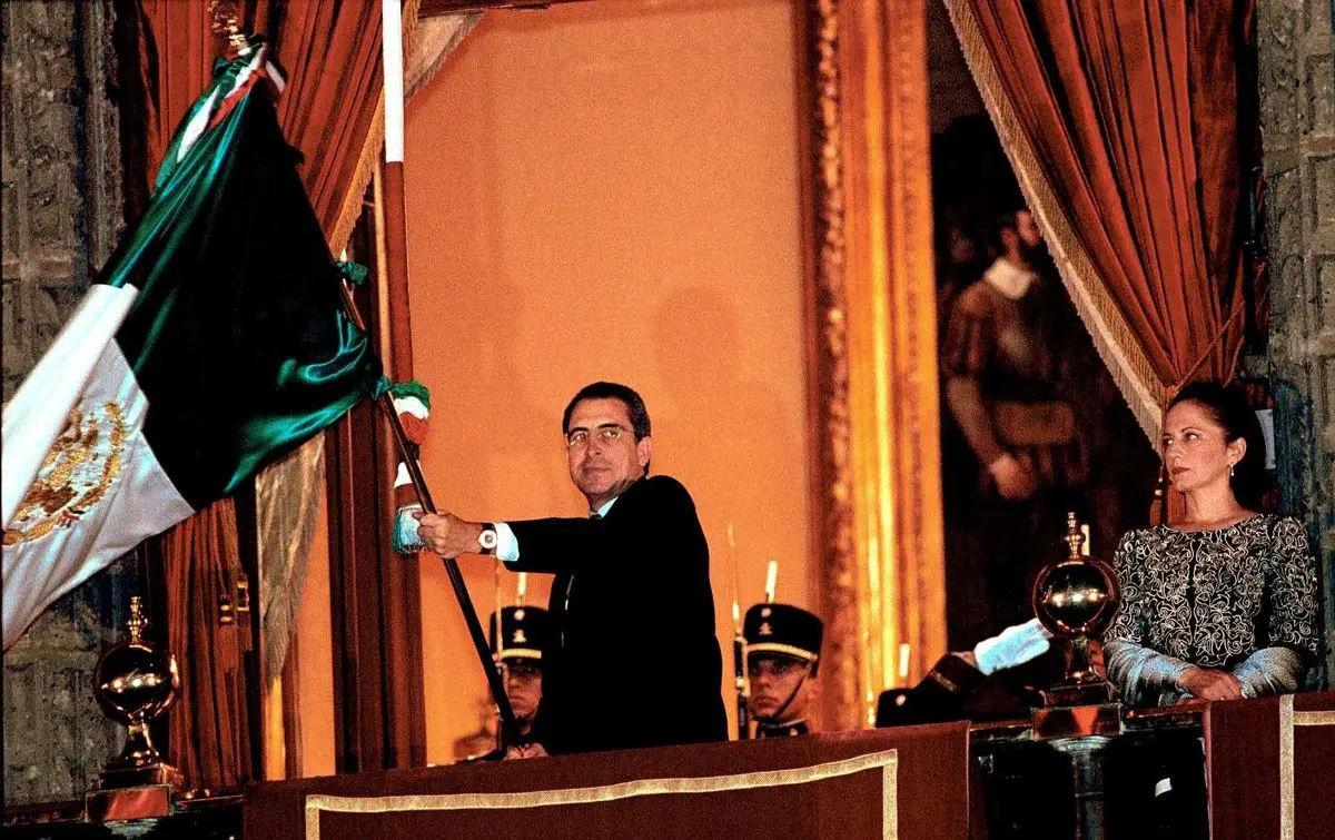 Nilda Patricia Velasco, esposa de Ernesto Zedillo, en una ceremonia del Grito de Independencia. Cuartoscuro.